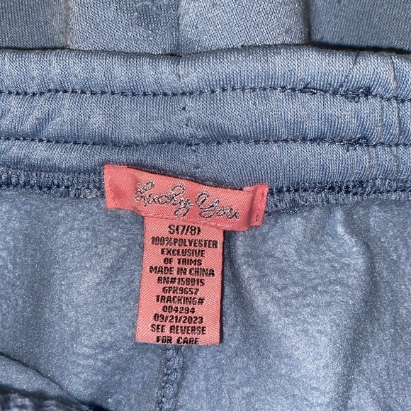 Girls NY drawstring sweats in light blue - Picture 3 of 4